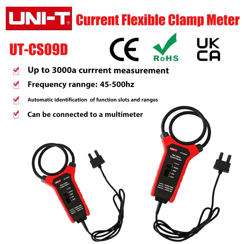 UNI-T 3000A التيار المتناوب الحالي مرنة المشبك متر فليكس المشبك الاستشعار مقياس التيار الكهربائي تردد متر UT-CS09D