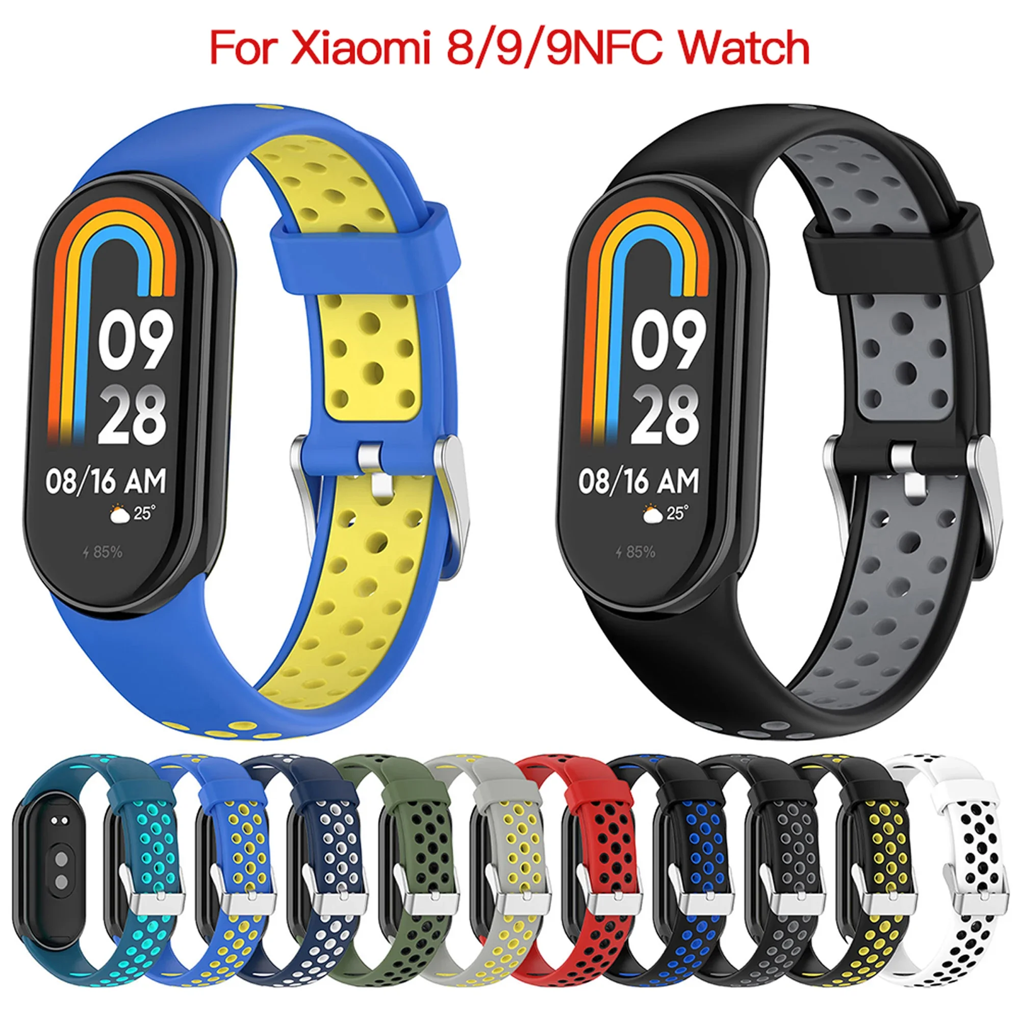 

For Xiaomi Band 8 9 NFC Silicone Watch Strap Colorul Breathable Smart Watchband Replacement Bracelet for Xiaomi MiBand 8 9 Strap