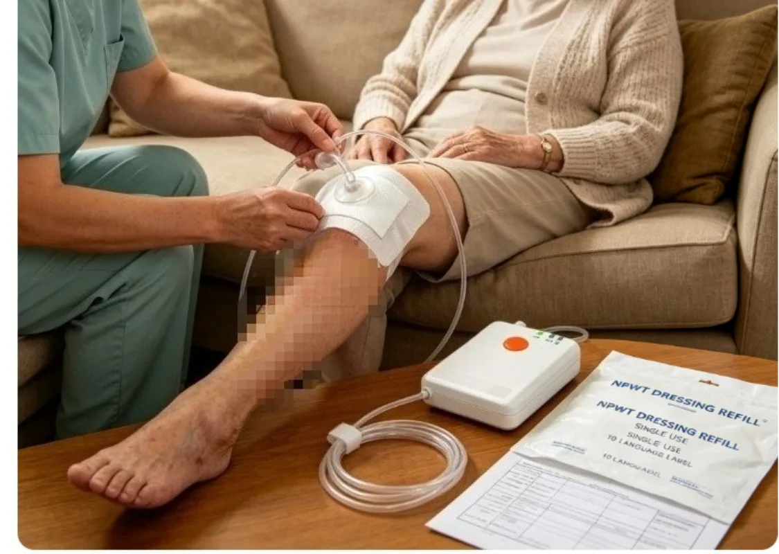 10 Language Label NPWT Dressing Refills, Single Use EO Sterile Negative Pressure Wound Therapy Dressing Pouch