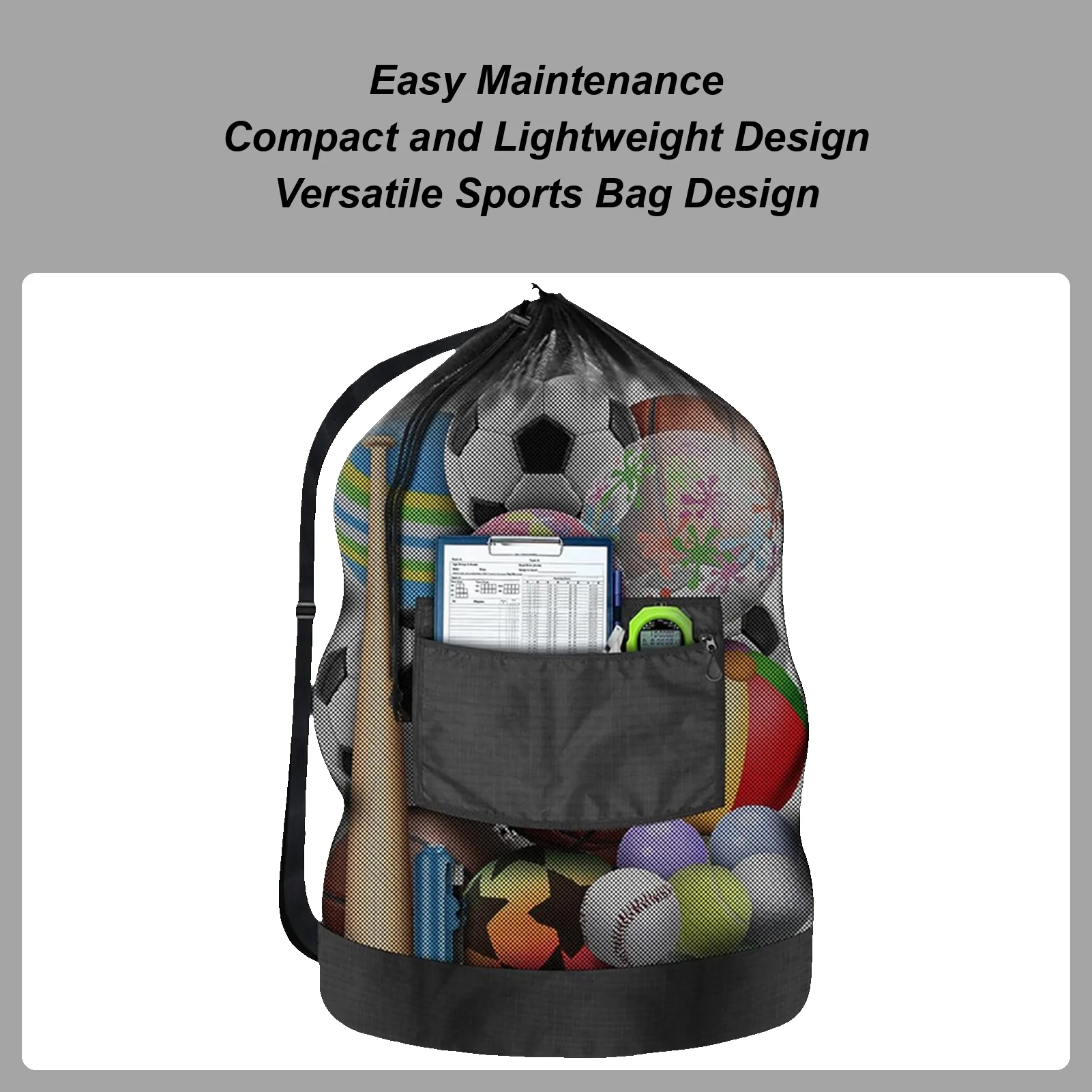 

Large Mesh Bag for Storing Basketball Football Volleyball Adjustable Drawstring Shoulder Bag Ball Sports Training Equipment