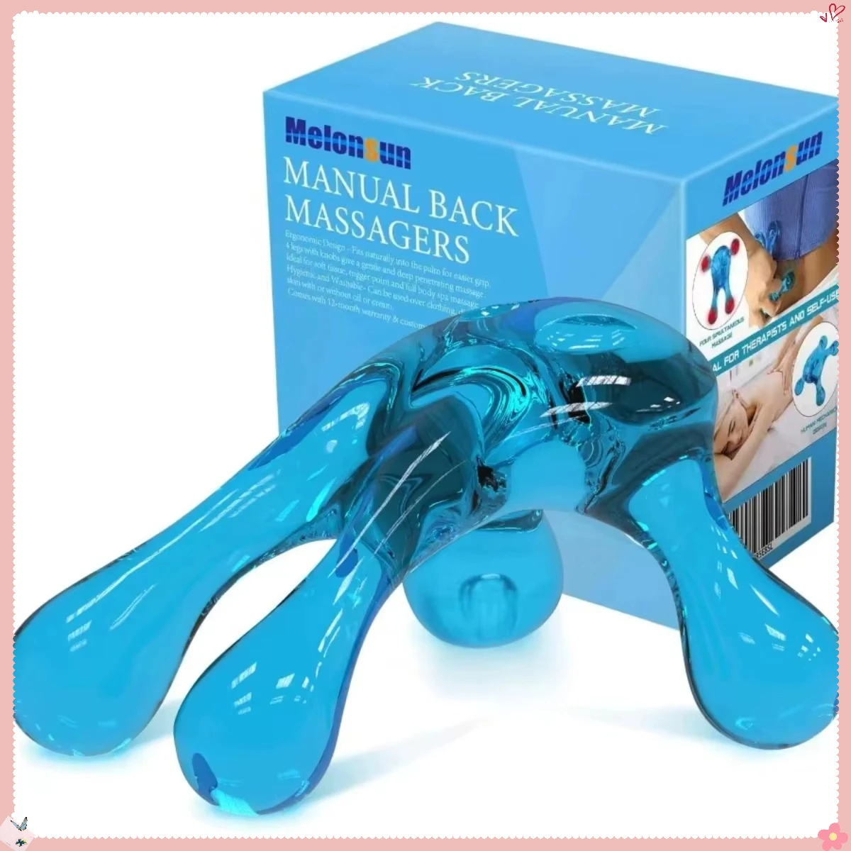 

Синий четырехточечный массажер: инструмент для массажа глубоких тканей ладоней с нескользящей ручкой, облегчением боли в мышцах для офисных работников и спортсменов