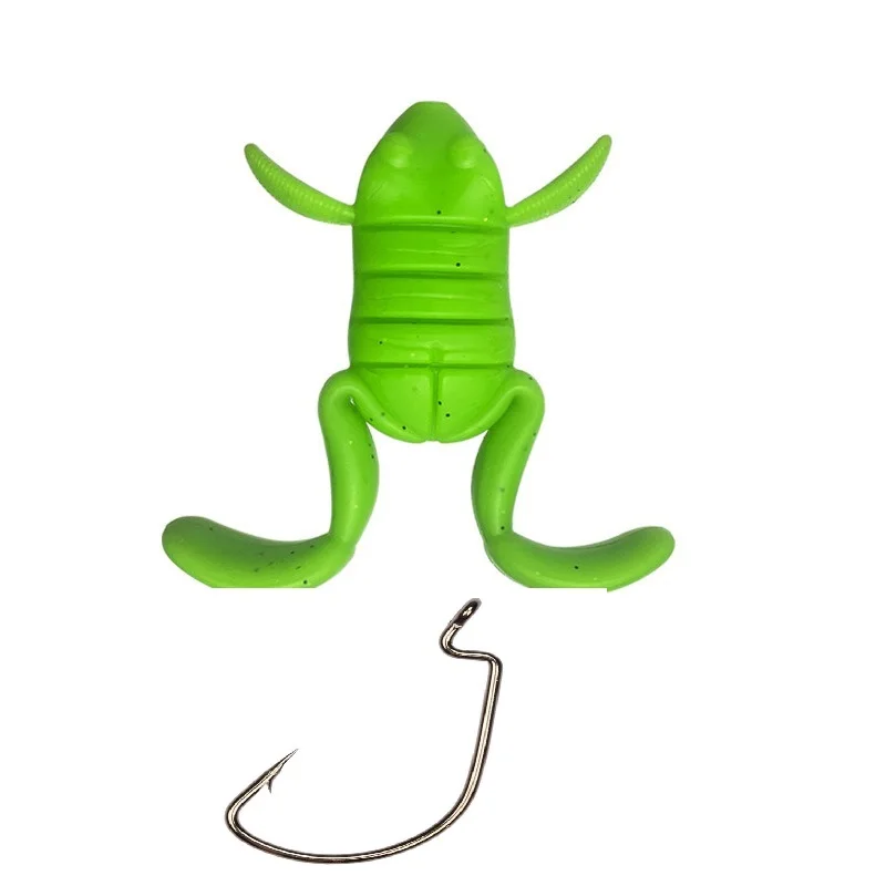 Señuelos de superficie flotante Subbait, rana de patada con gancho bkk, cebo falso de alta simulación, cebo suave de rana, cuchara de pescado suave, 3/1 ud.
