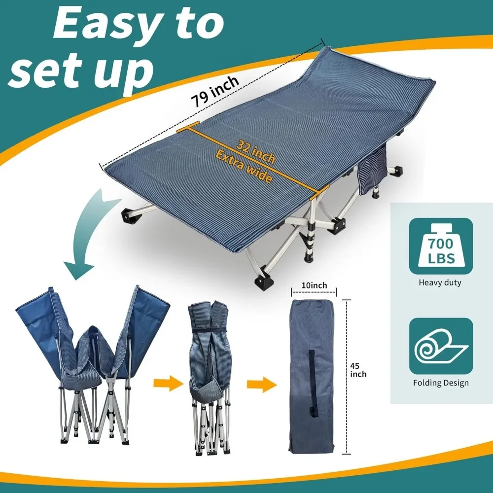 Comfortable Mattress for Adults Extra Wide Cots for Sleeping Folding Cot Camping Bed Heavy Duty with Carry Bag for Home Office