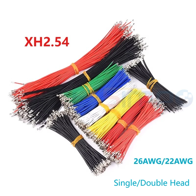 

100pcs XH2.54mm 26/22AWG 8/10/20/30/50cm Single/Double End Terminal Crimp Spring Electronic Connector Wire multi Color Harness