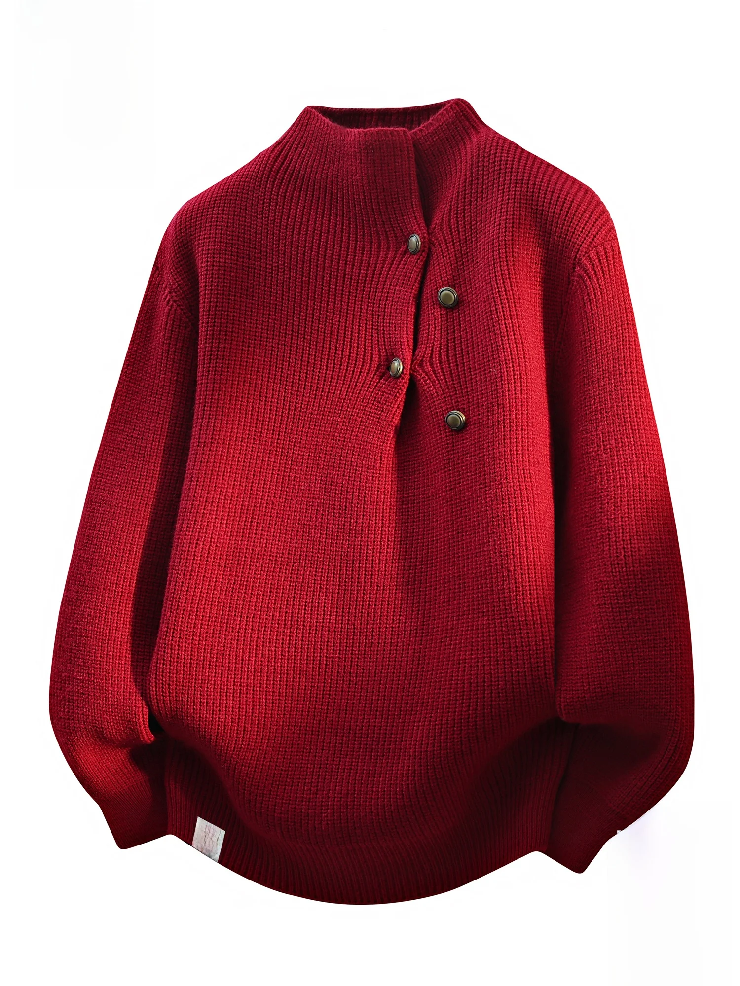 

Вязаный свитер Paul Frank M с воротником-стойкой на пуговицах, теплый, для осени и зимы, свободный крой, дизайн с обезьянкой Big Mouth Monkey, для пар