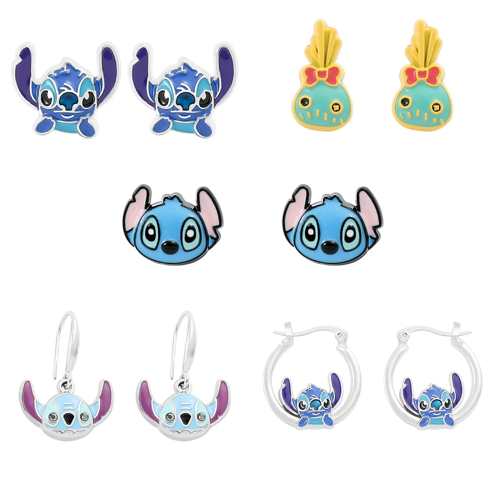 Disney-Anime Lilo & Stitch Earrings, Kawaii Stitch, Metal Ear Pendant, Delicate Female Ear Studs for Girl, Jewelry Gift