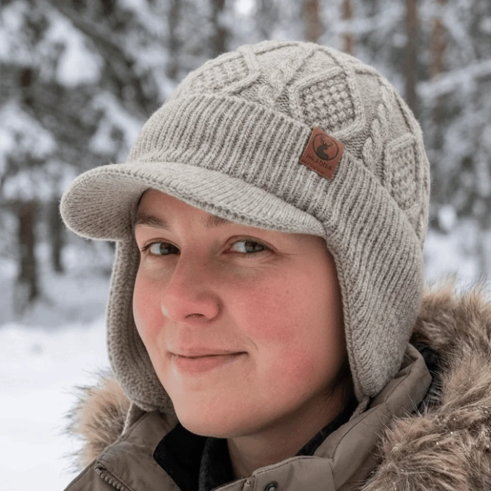 

Soft Fur Lined Winter Beanie Hat Thick Thermal Earflap Cap Windproof Coldproof Knitted Hat Winter Season