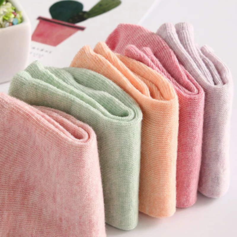 5/10/20 paia di calzini da donna in cotone color caramello alla moda tinta unita morbidi e confortevoli traspiranti casual calzini con bocca superficiale