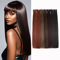 Extensiones de Cabello Sintético de 26 Pulgadas, 100g, Cabello Liso, Color Ombre Marrón Oscuro, Fibra Resistente al Calor, Cabello Suave para Tejer, para Salón
