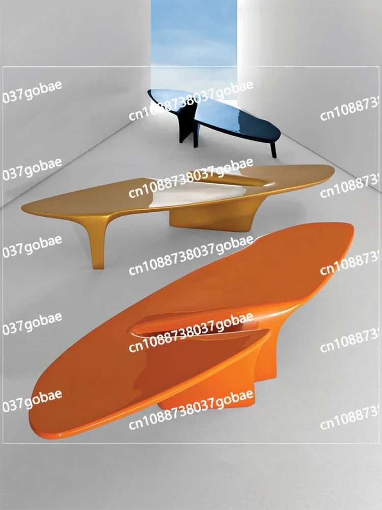 Fiberglass Special-Shaped Waterfall Tea Table Three-Leg Oval Customization