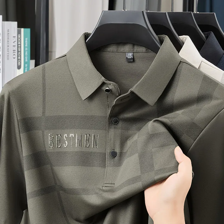 

2025 Men's Warm and Casual Long Sleeved Polo Shirt for Autumn and Winter