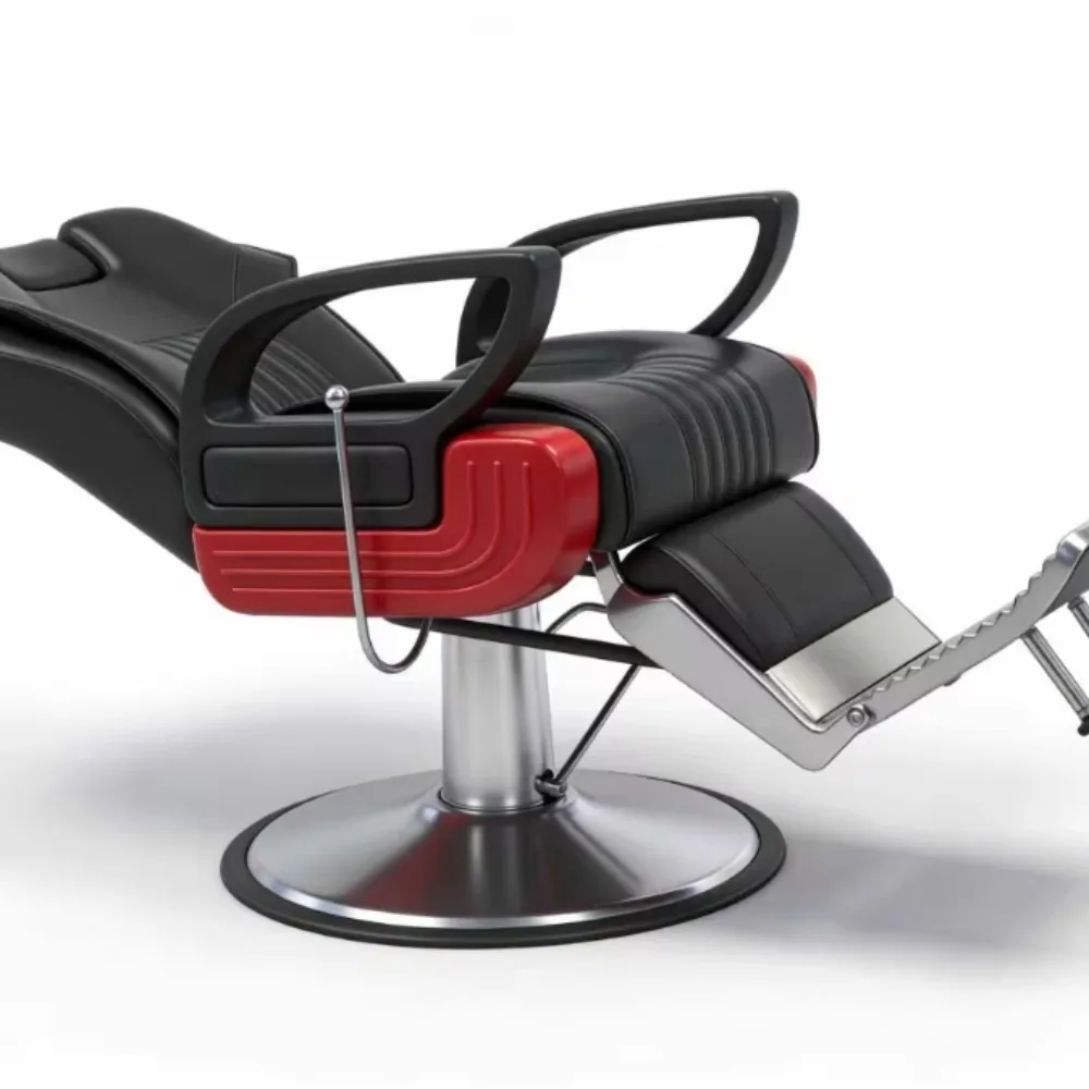 Beauty Salon Barber Chair Black Vintage Lifting Adjustable PVC Material Leather Seat Professional Living Room Hospital