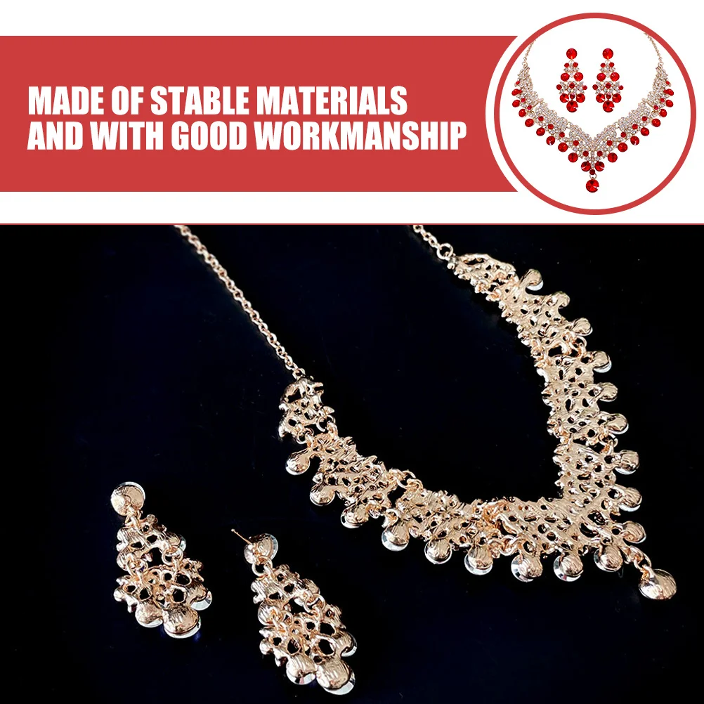

Bling Necklace for Women Bridal Jewelry Earrings Chic Pendant Bridesmaid Rhinestone Valentine Gift