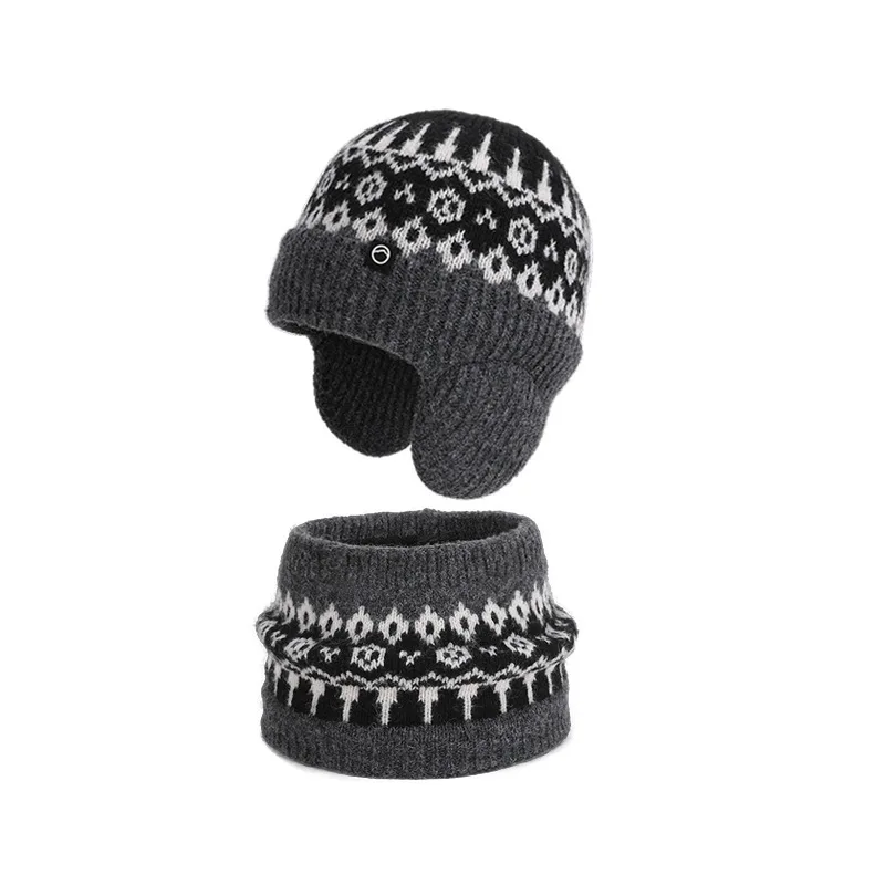 2 pçs de malha meninas bonés crianças chapéu de inverno cachecol velo orelhas proteção crianças gorro chapéus pescoço mais quente quente criança menino boné 4-10y