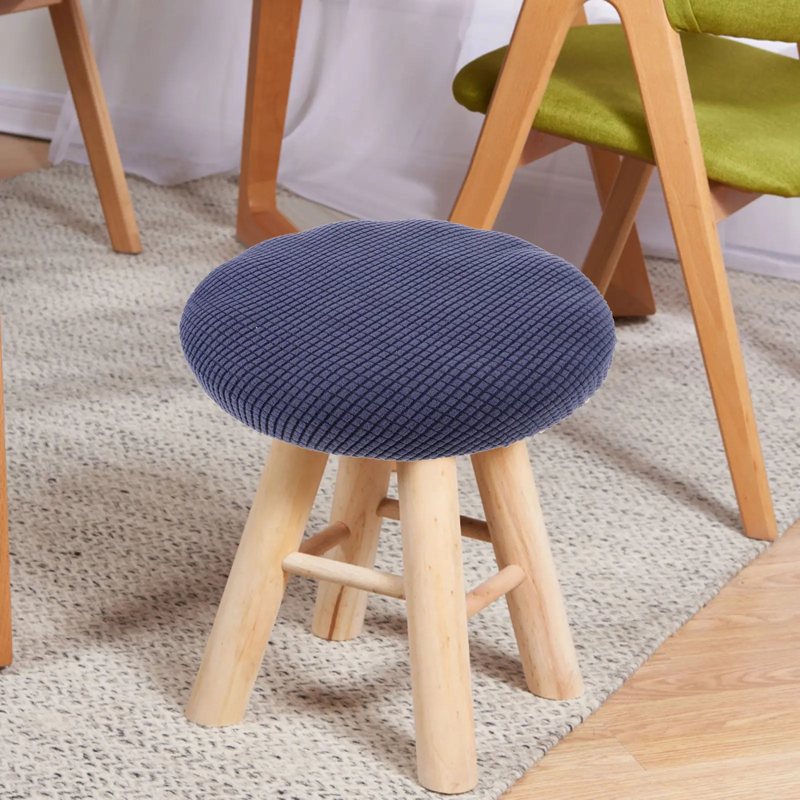 1Pcs Polyester Round Stool Cover Elastic Chair Slipcover for Dining Room Chairs Home Use Dust Protector Foldable Easy Fit Seat