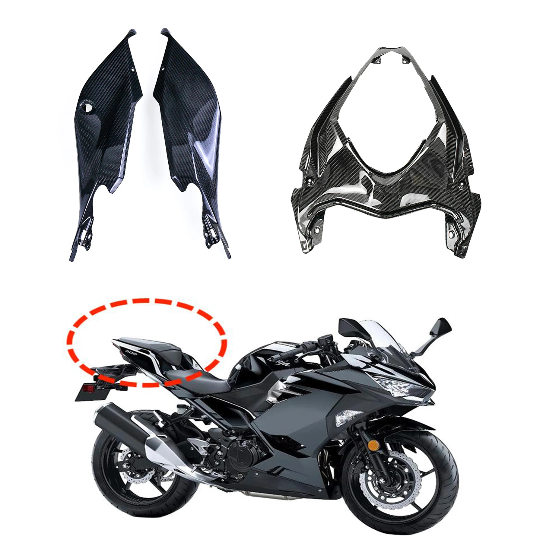 Rear Section Side Panel Fairing Passenger Rear Upper Tail Seat Cover For Z400 Ninja 400 ninja400 2018 2019 2020 2021 2022 2023