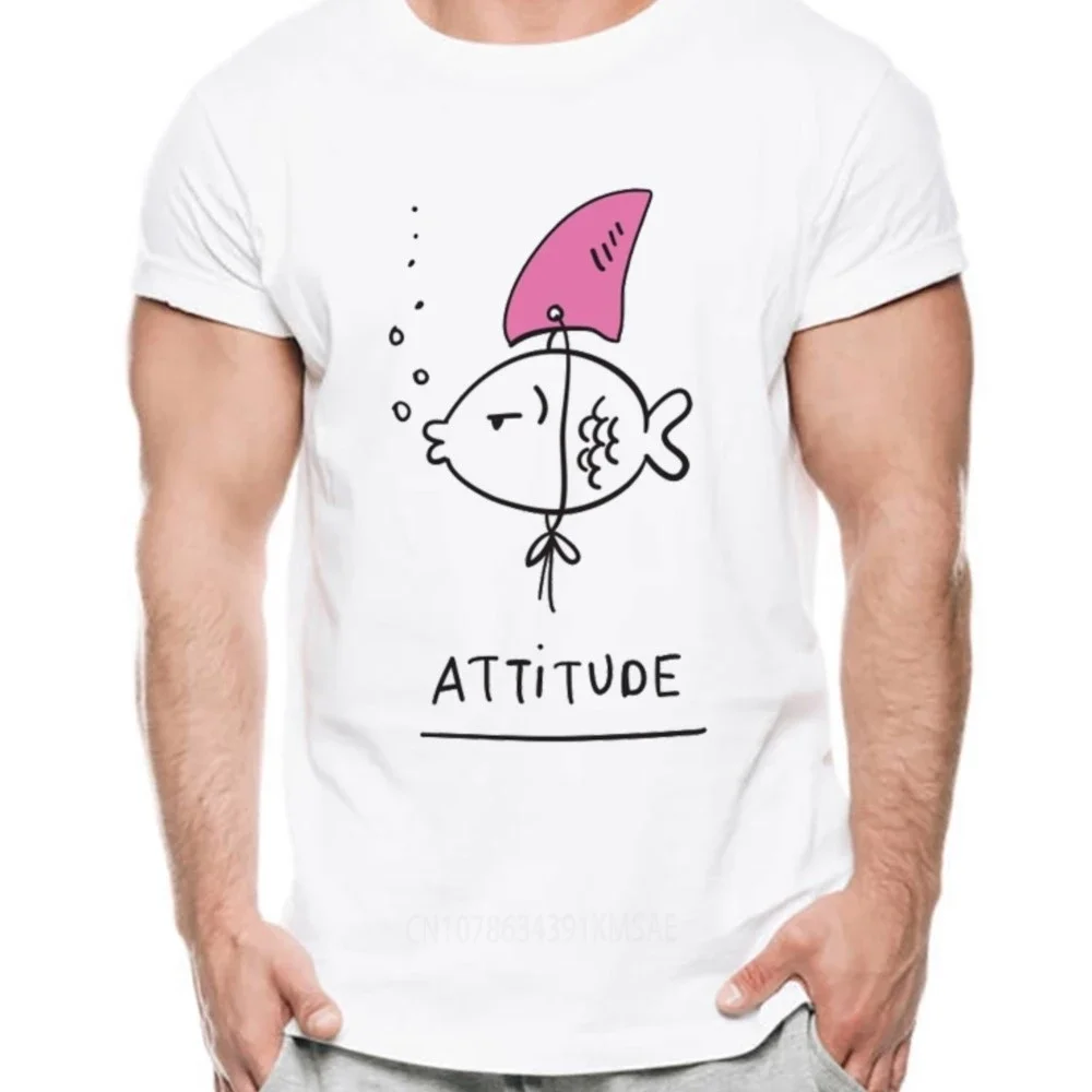 New Goldfish and Shark Brand Fish Cool Printed Men's Casual T-shirt Male Retro Hipster Tops Tee