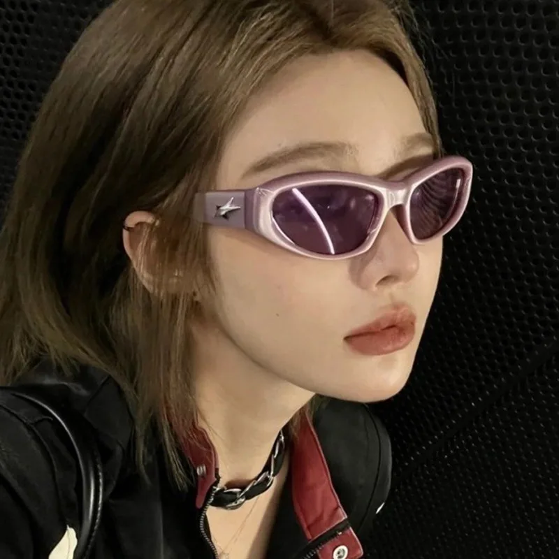 Stern Sonnenbrille für Frauen Männer Y2K Sport Punk Shades Marke Design Fünfzackigen Stern Uv400 Brillen Weibliche Brille
