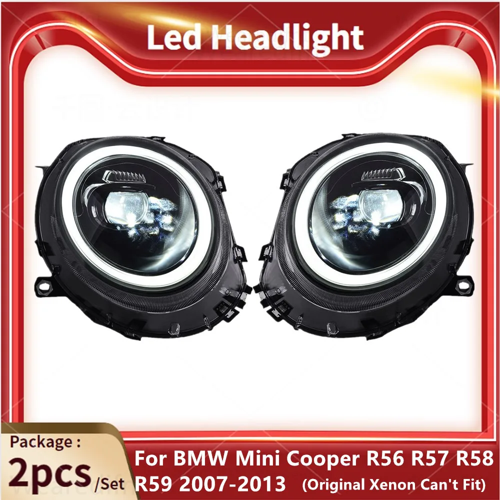 2pc Led Front Lights For BMW Mini Coopers R56 R57 R58 R59 LED Headlight Assembly 2007-2013 Upgrade Led Car Accessories