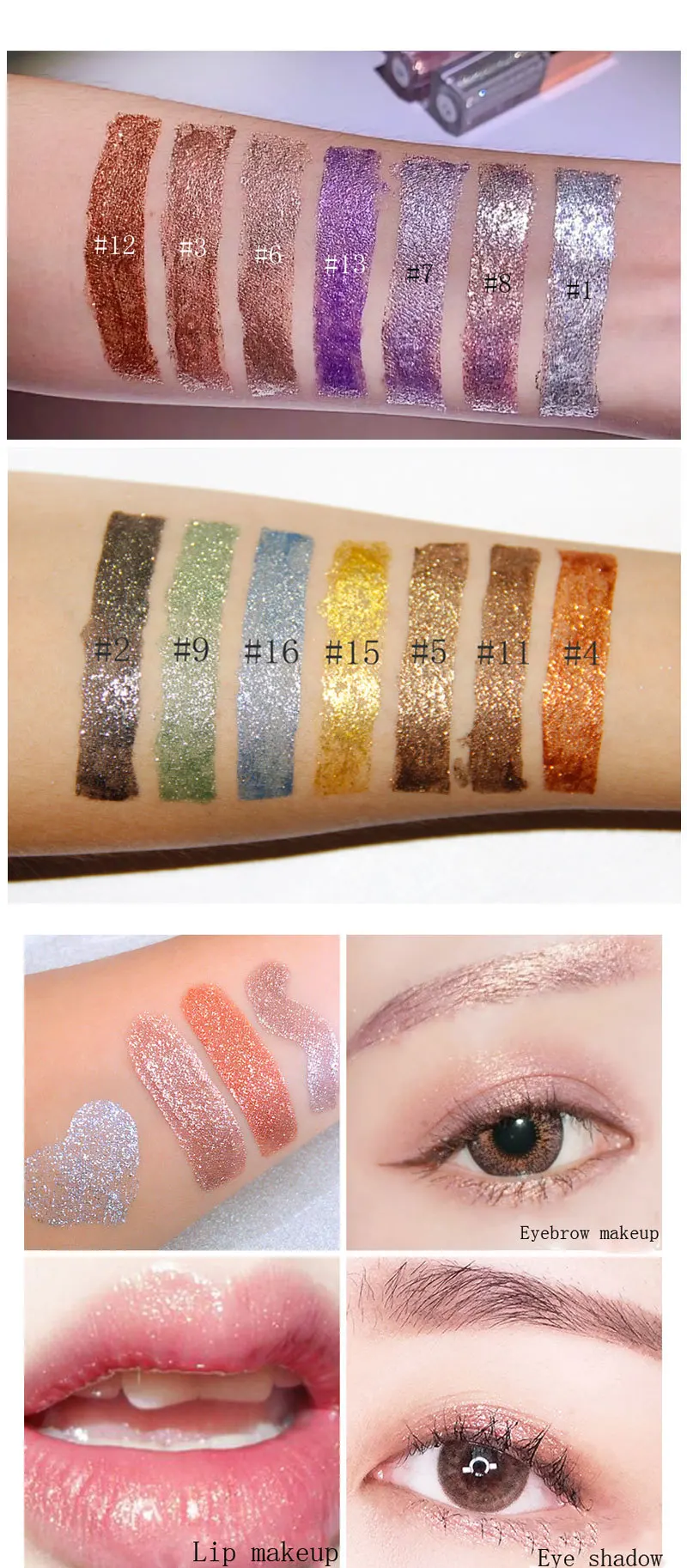 Private Label Glitter flüssiger Lidschatten wasserdicht dauerhafter Schimmer Metallic einfach zu Make-up profession ellen Augen schimmer Lidschatten