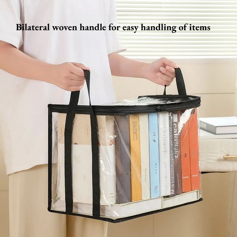 3 boîtes de rangement transparentes avec couvercle rabattable - Grands bacs organisateurs rectangulaires pour livres, documents et archives