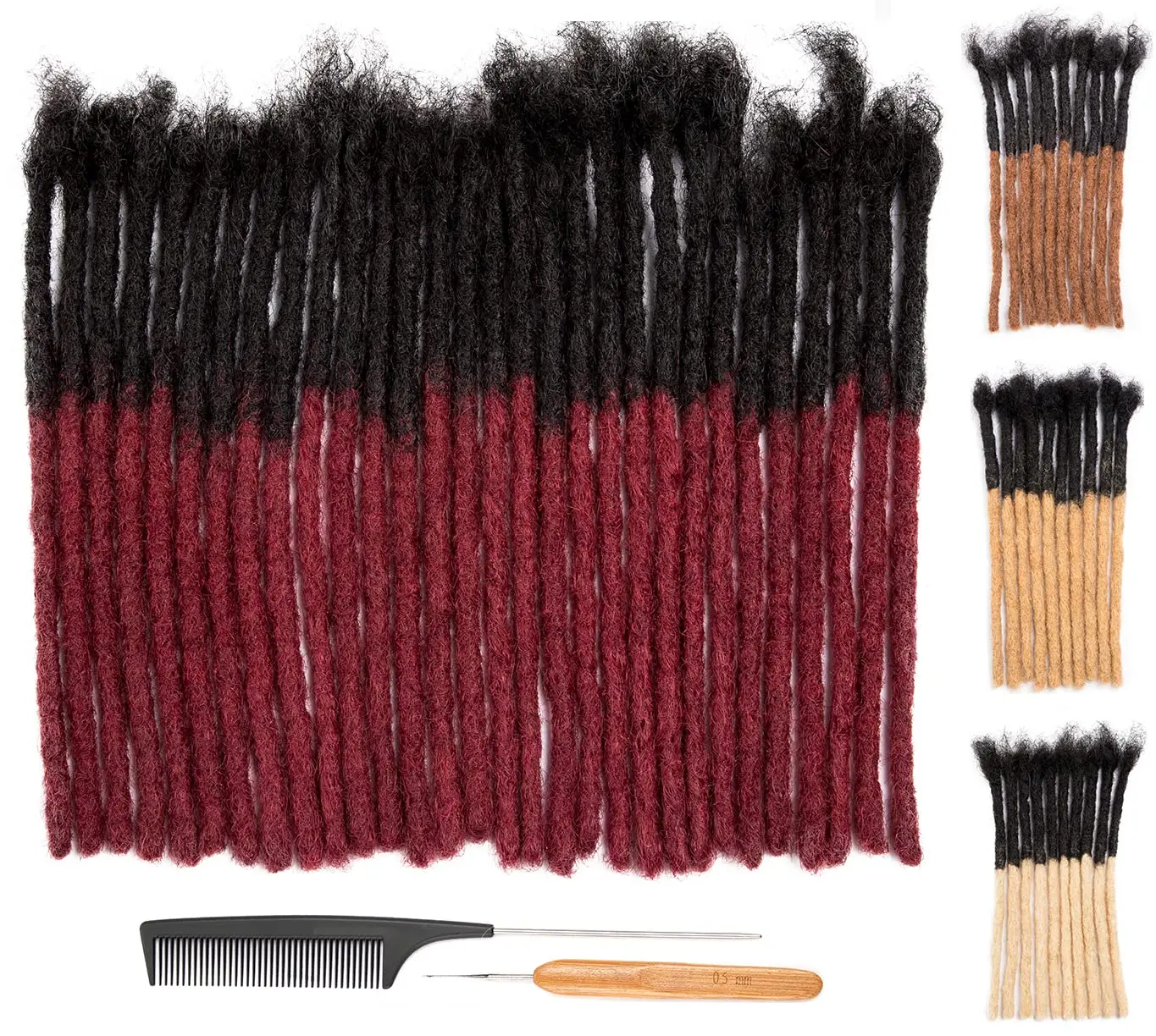 

8-дюймовые (0,6 см) черные с красным переходом, 30 прядей, 100% натуральные человеческие волосы, дреды для мужчин и женщин, на всю голову, ручная работа, можно окрашивать