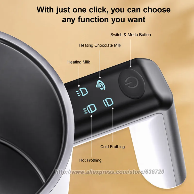 رغوة الحليب الكهربائية، مكواة بخار الحليب 4 في 1، 11.8 أونصة/350 مل صانع رغوة دافئ وبارد أوتوماتيكي للقهوة واللاتيه والكابتشينو