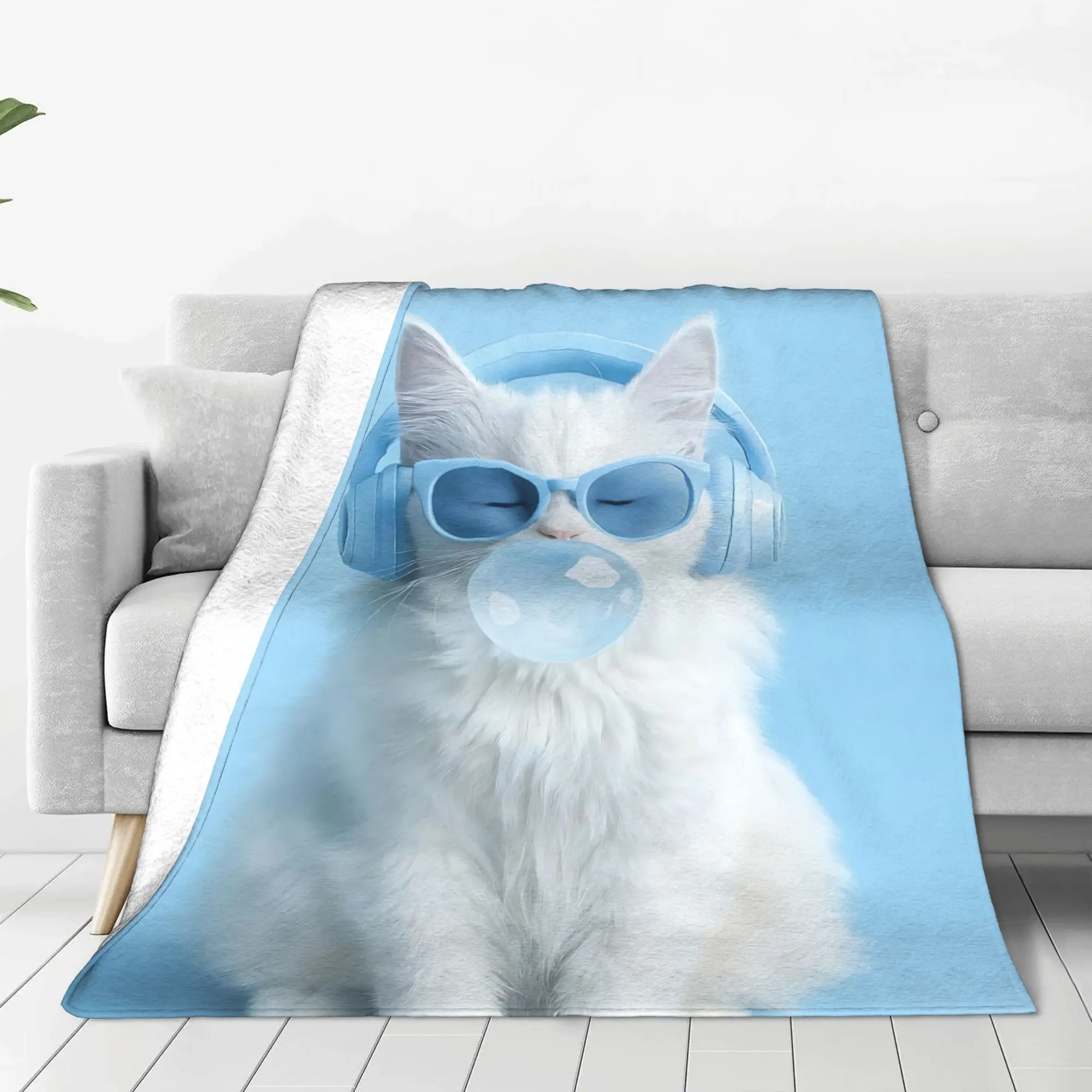 1PC Home British Shorthair Cat  Blanket Throw Super Cosy Plush Living Room Sofa Gift for Christmas Happy New Year