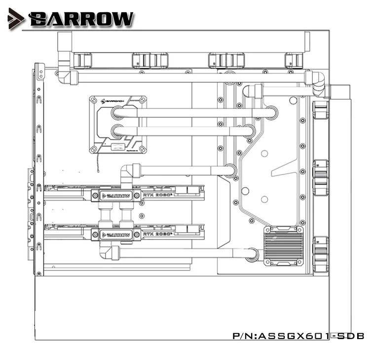 Barrow Acrylic Board as Water Channel use for ROG Strix Helios GX601 Computer Case for Both CPU and GPU Block / ASSGX601-SDB V2