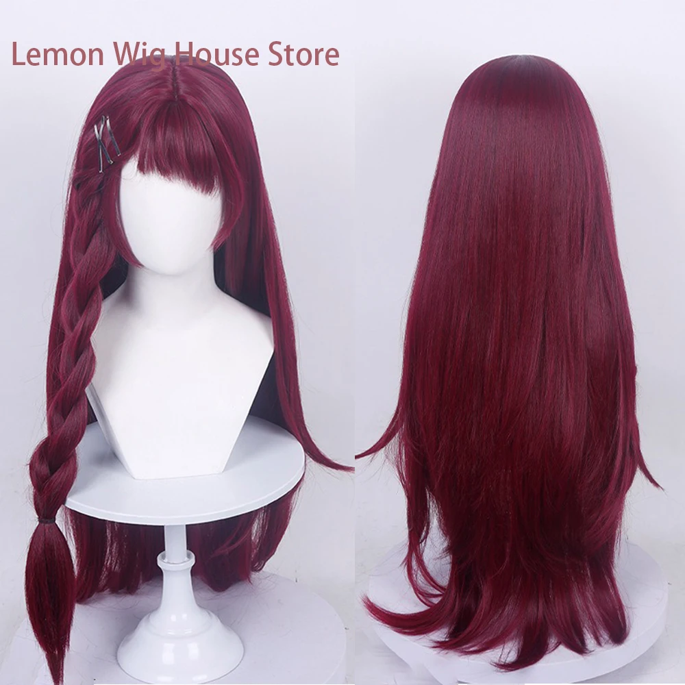 High Quality Anime Cosplay Wig 85cm Long Pre Braided Wine Red Wig for Women Daily Cosplay Wigs Heat Resistant Synthetic Wig