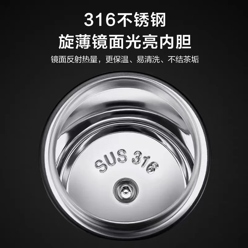 High end mirror surface 316 stainless steel inner liner press quick opening insulated cup, one click open lid, car mounted busin