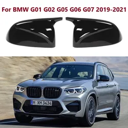 1 Pair M Style ABS Gloss Black Carbon Fiber/ABS Rearview Mirror Covers Caps For BMW X3 G01 X4 G02 X5 G05 X6 G06 X7 G07 2018-2022