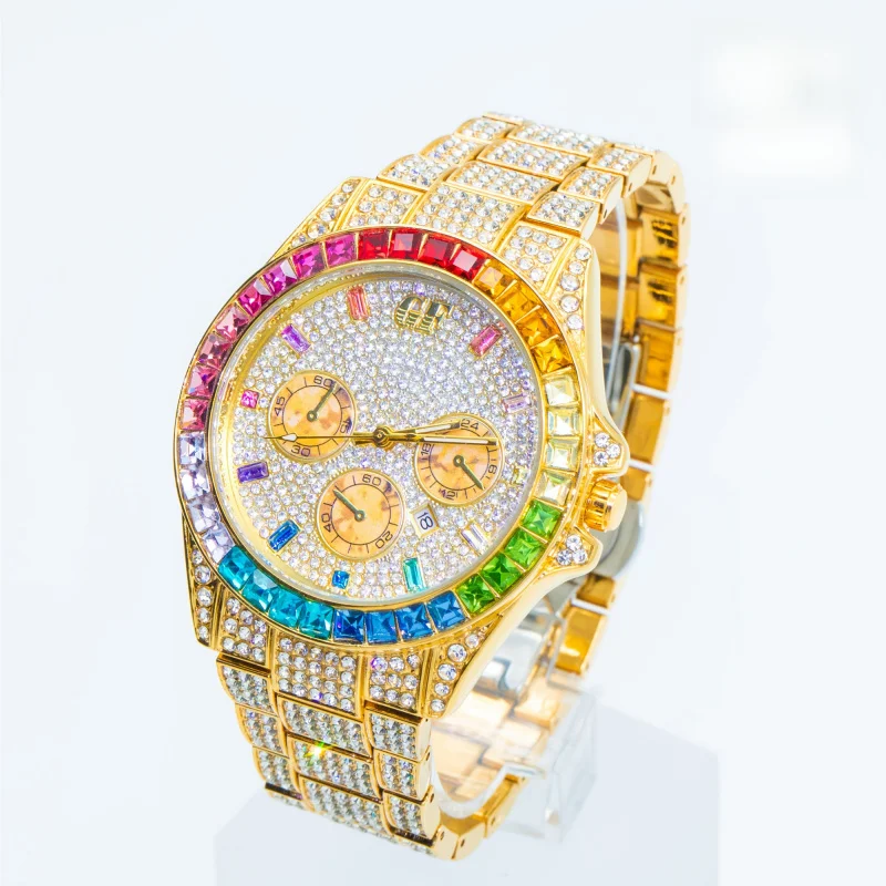 

Роскошные часы в стиле хоп, западные кварцевые часы, мужские полностью украшенные аксессуары, высококачественный дизайн