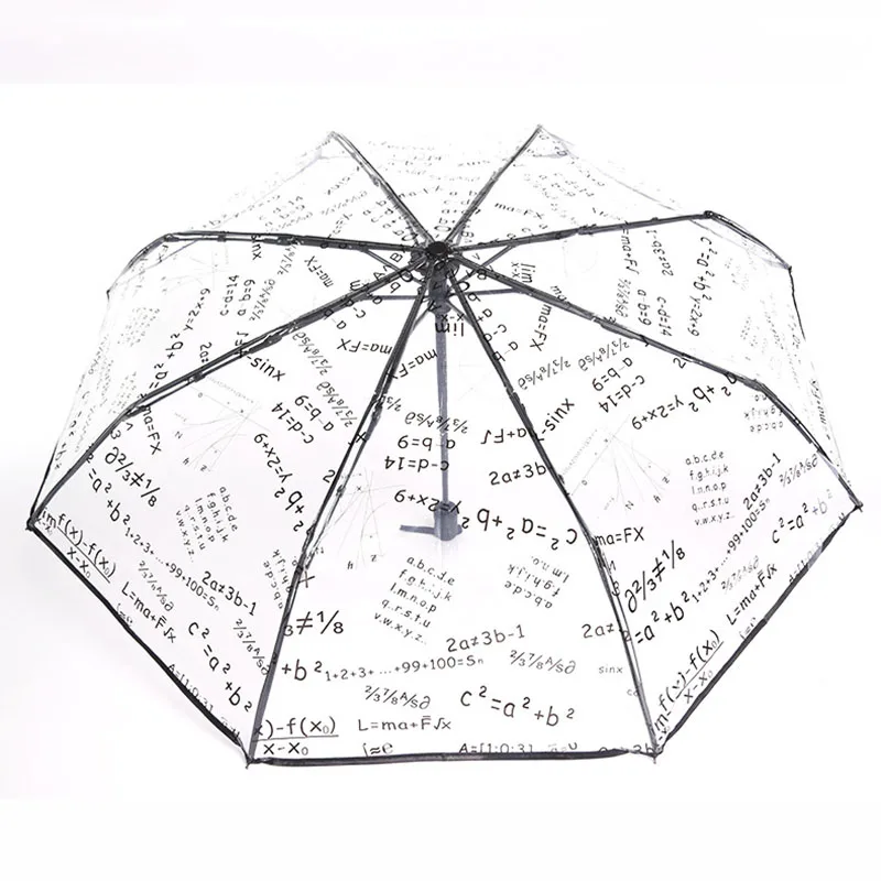 Automatic umbrella Transparent Umbrella women's Folding Umbrellas Mathematical Formula Clear Parapluie the sun Girls Parasol