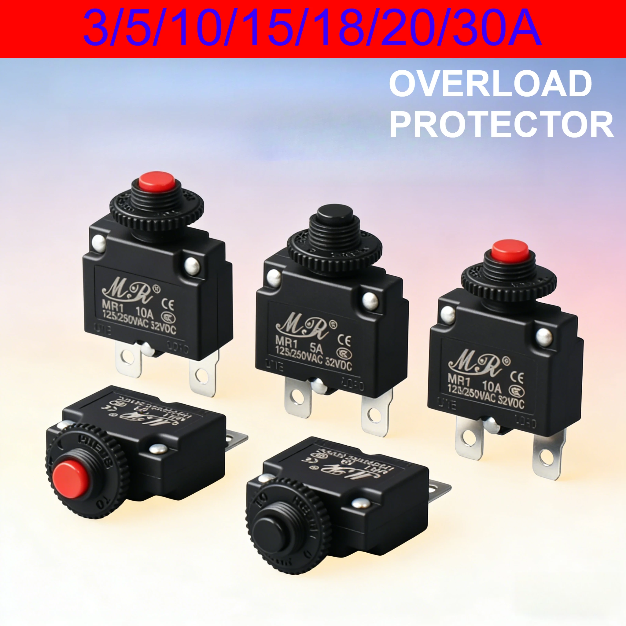 Interruptor de Circuito Reajustable de 220V con Fusible de Sobrecarga de 3A, 5A, 10A, 15A, 18A, 20A, 30A para Protección de Compresores