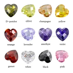 Single hole Cubic Zirconia Customized single hole Heart Shape Double Checkboard Beads For Jewelry Golden garnet white