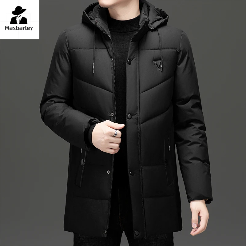 Brand Winter Jacket Men\'s Business Casual Long Warm Detachable Hooded Parka Men high quality Thick Windproof Cotton Padded Coat