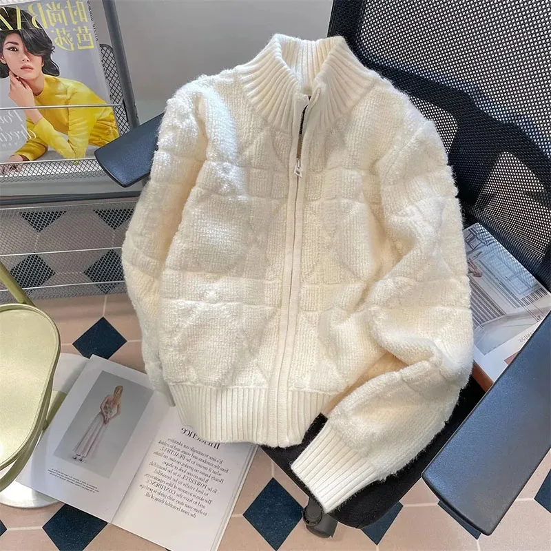2025 New Autumn Winter Cardigan Sweater Jacket Men And Women's Korean Loose Zipper Knitted Short Sweater Coat Female Casual Tops