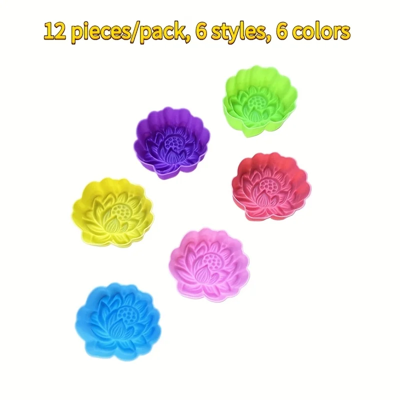 12Lotus Silicone Mold Set，ApplicableDIYSoap、Candles and Aromatherapy Crafts-Flexible、Reusable Silicone-Suitable for both beginne