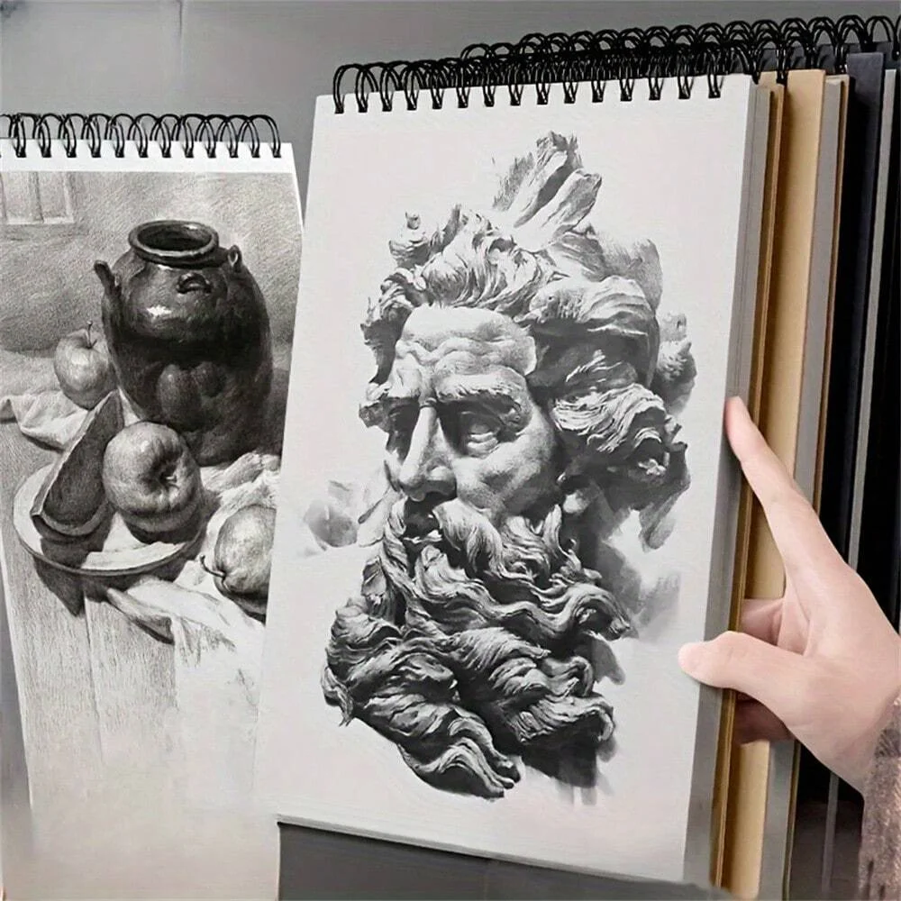 A4 Size Vintage Painting Sketchbook - 30 Sheets Acid-Free Watercolor Paper Spiral-Bound Art Sketch Book for Artists view 3