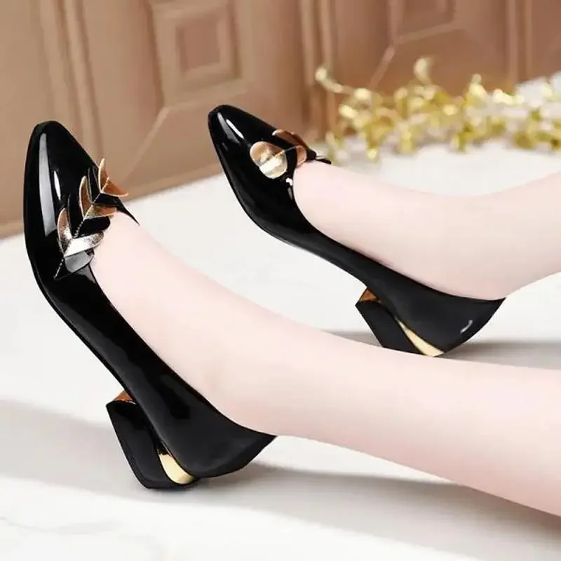 Fashion Women\'s Shoes Versatile Womens Heeled Shoes Leisure Women Leather Shoes Lightweight High Heel Large Size Chaussure Femme