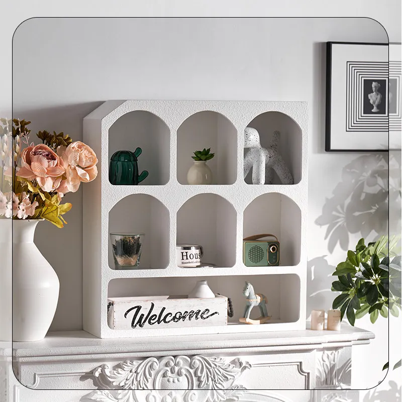 

Cups, nine-square grid storage small coffee cup holders, white cave style tabletop lattice racks, sideboards