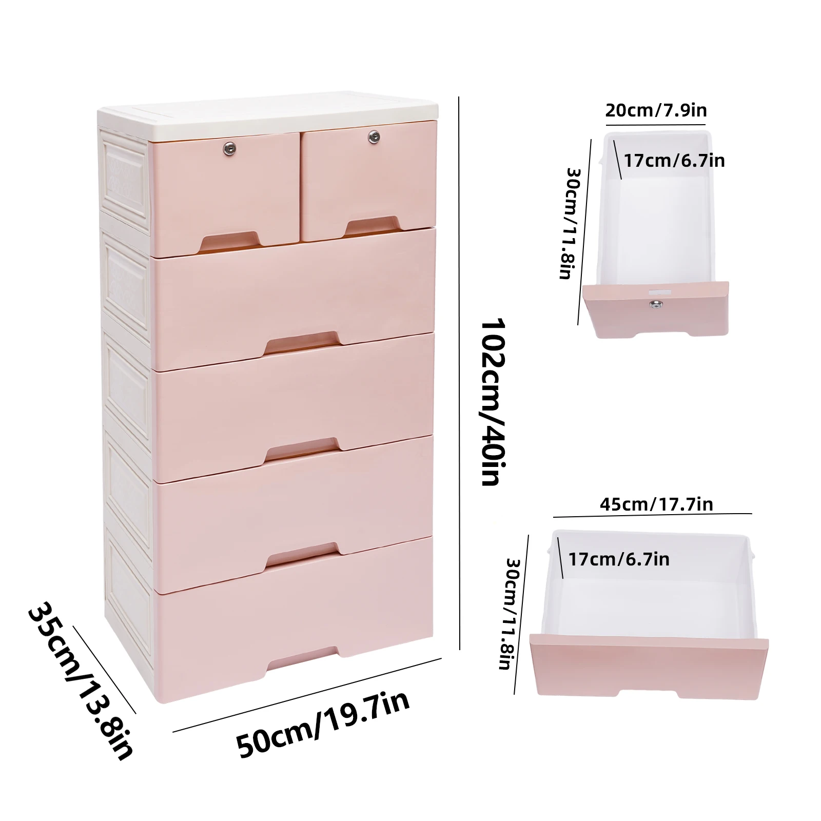 Imagem -06 - Armário de Armazenamento com Gavetas e Rodas 5-tier Gaveta Sala Organizer Rosa