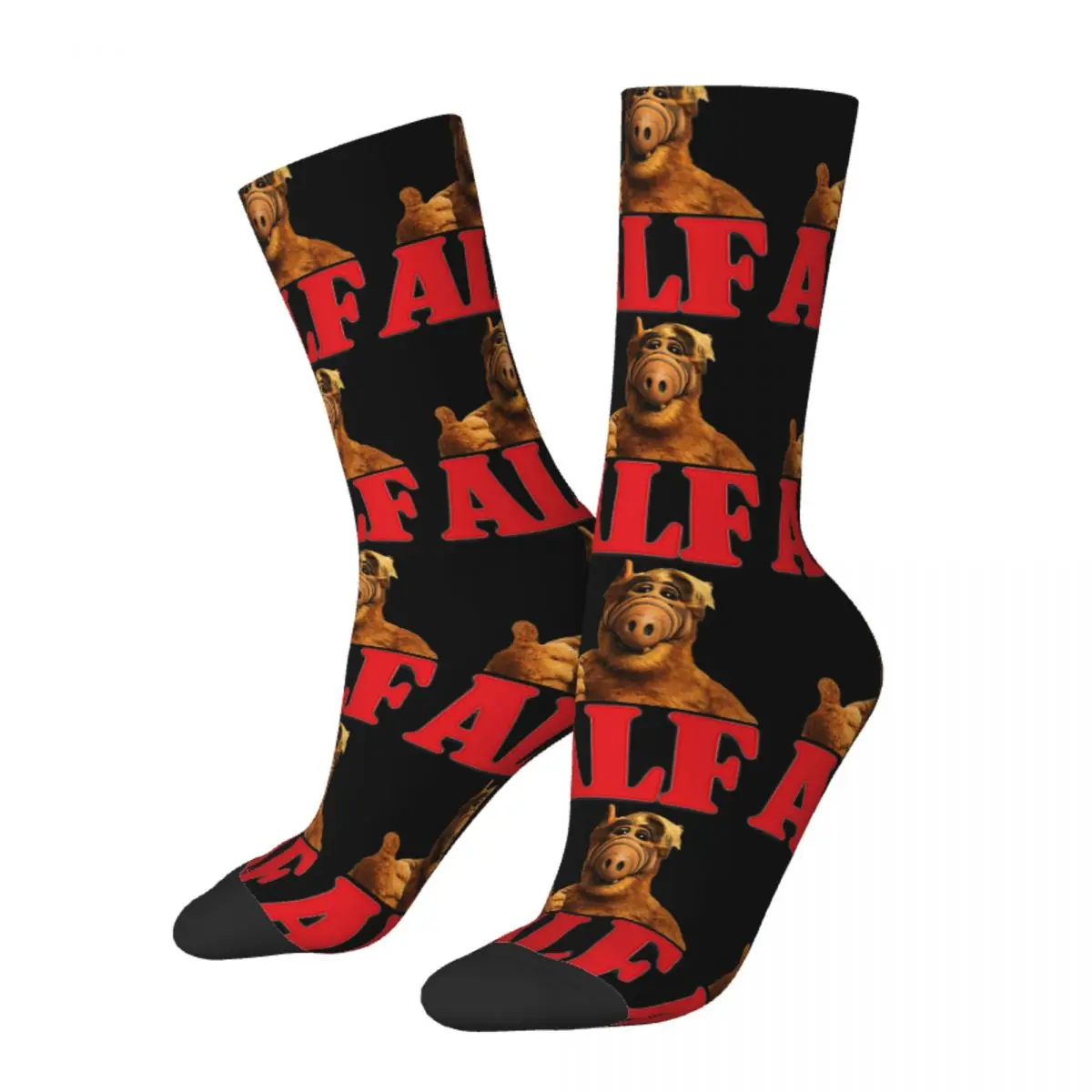 Hip Hop Retro Alien Life Form Crazy Men's Socks Unisex ALF The Animated Series Harajuku Seamless Printed Crew Sock Boys Gift