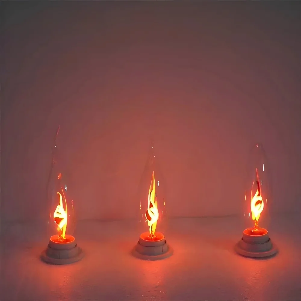 Simulation Flickering LED Flame Bulb E12 Base C18 Imitation Flame Light Candle Head Buddha Altar Decorative Replacement Bulb