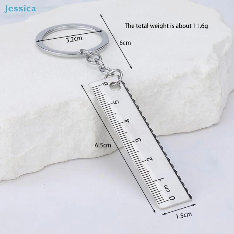 ♥Mini Stainless Steel Ruler Keychain | 1-5cm Portable Measuring Tool Key Rings (Anti-loss Measuring Ruler)