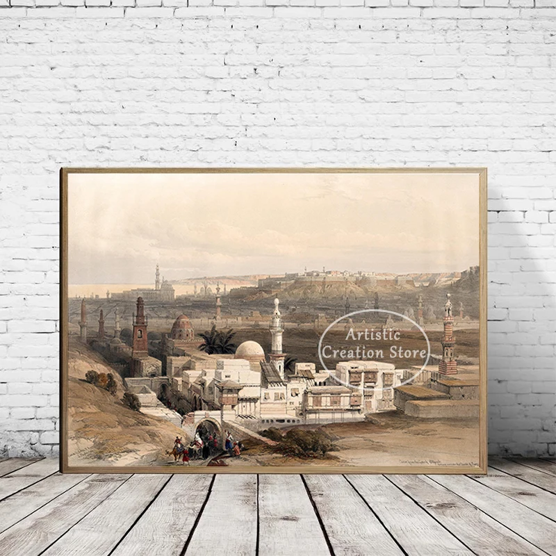 David Roberts Art Grand Portico of The Temple of Philae Poster Retro Medieval Orientalism Artwork Canvas Painting Home Decor