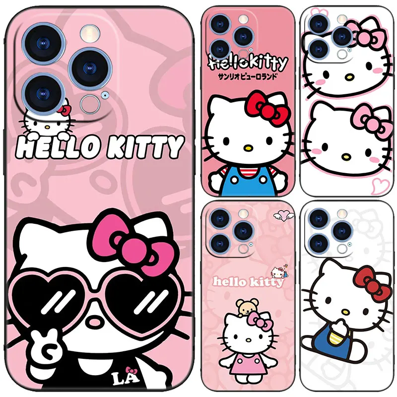 Sanrio Hello Kitty Cat Black Case For Honor 200 90 Lite X7B X6 X8B X6A X6S X7A X8A X9A X9B X5 Plus 70 20Pro 10Lite Cartoon Cover