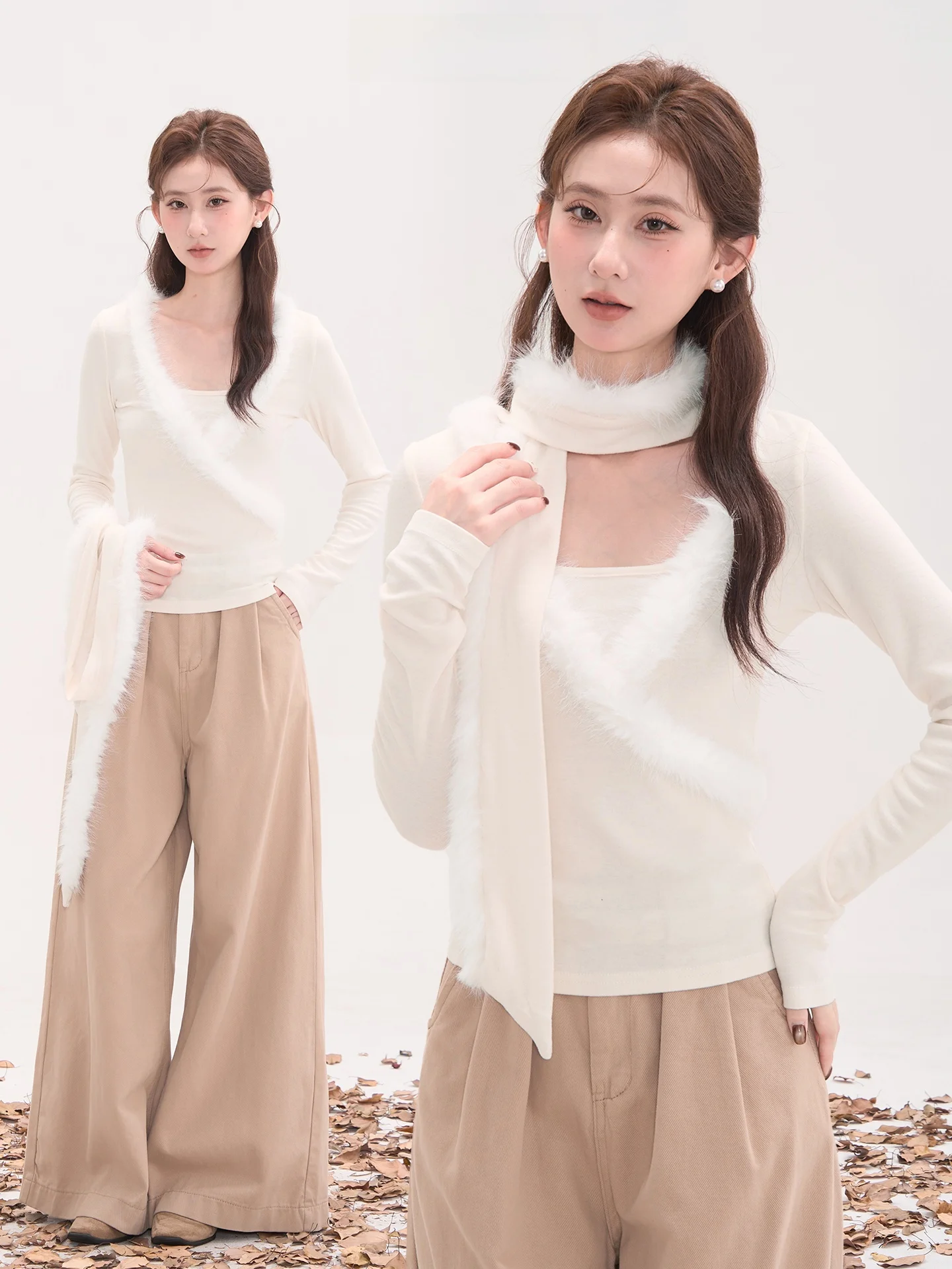 

Heme V-Ne T-irt Women's Autumn Winter Fce Lined Base Layer Top Vintage Sle Long Sve Regular Fit Girls' irt