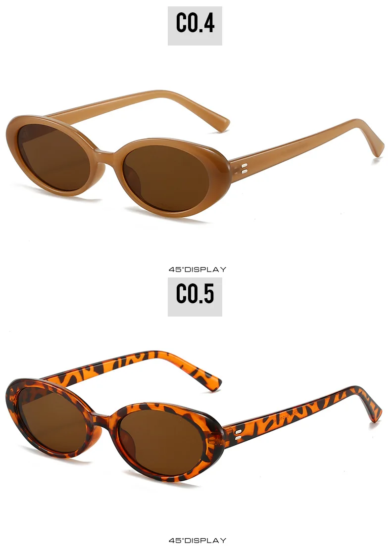 Retro Vintage Oval Sonnenbrille Frau 2024 Marke Designer Runde Sonnenbrille Männer UV400 Punk Stil Luxus Brillen Weibliche Oculus – Detail 8